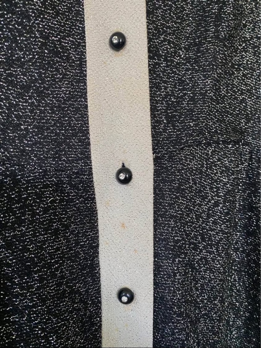 Vintage 70’s Black and Cream Long Button-Front Maxi Disco Dress - Picture 11 of 11